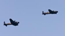 Lancasters Over Blackburn Yesterday.