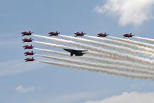 Red Arrows And RAAF F111C Formation.