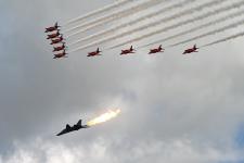 Red Arrows and RAAF F111C Formation.