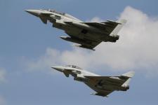 2 X Eurofighter's # ZK303 + ZK350 @ Warton 17/07/2013.