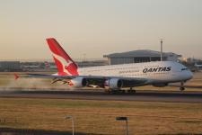 Qantas A380-842 # VH-OQF landing @ LHR 19/08/2013.
